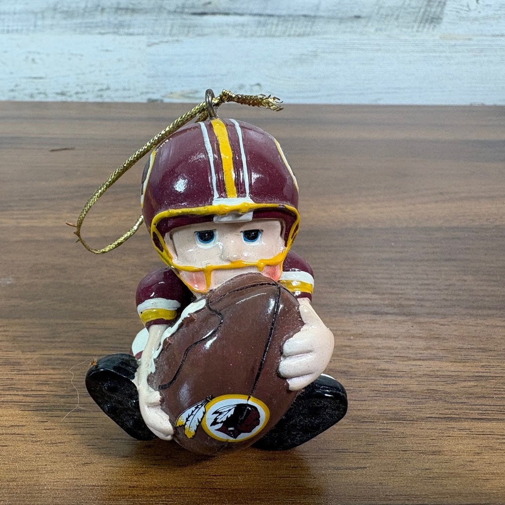 Vintage Washington Redskins Lil Fan Christmas Ornament Porcelain Hand Painted